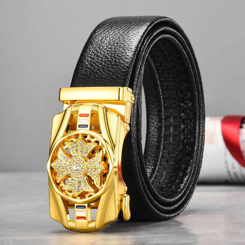 Time flies, rotating automatic buckle belt, men's high-end versatile belt, young people's Korean version trendy business internet celebrity 231215