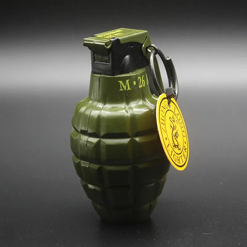 New Arrival Creative Military Lighters Hand Frag Metal Torch Gas Inflatable Windproof Lighters Big Size Outside Tools Drop Shipping