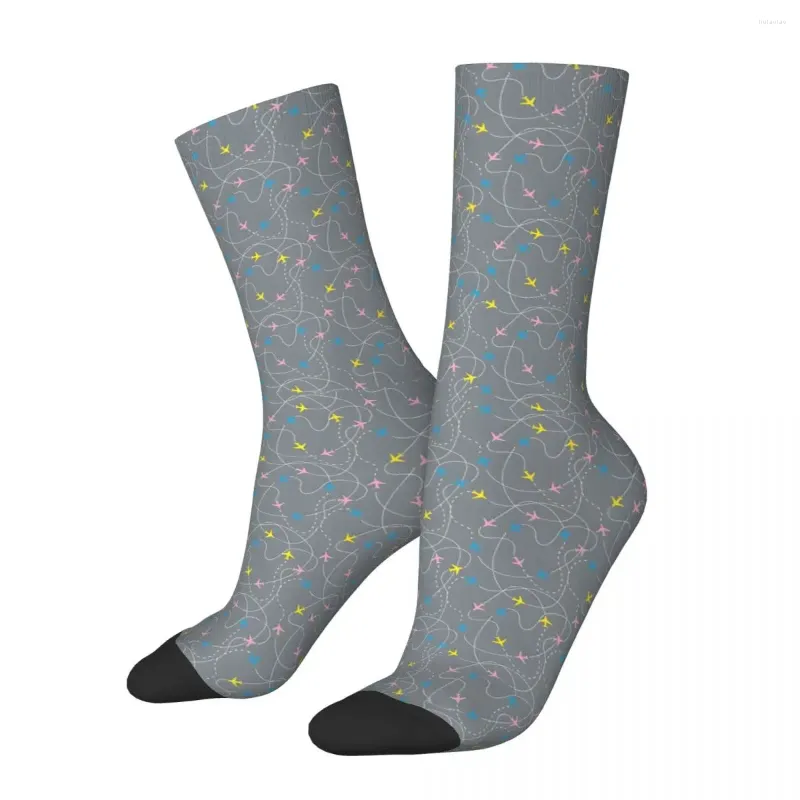 Herrensocken Hip Hop Busy Airspace Crazy Kompression Unisex Flugrouten Harajuku Nahtlos bedruckt Lustige Happy Crew Socken Jungen