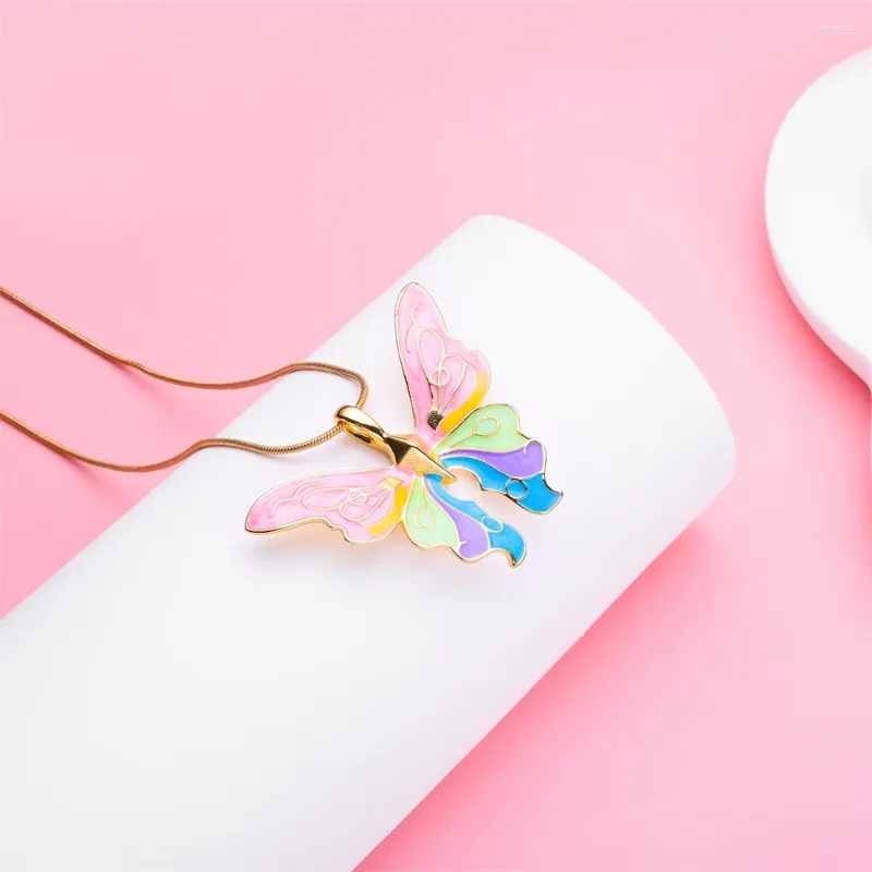 Colares Pingente Design Clássico Borboleta Colar Requintado Colorido Fairytopia Para Mulher Menina Romântica Jóias Cosplay Party Presente