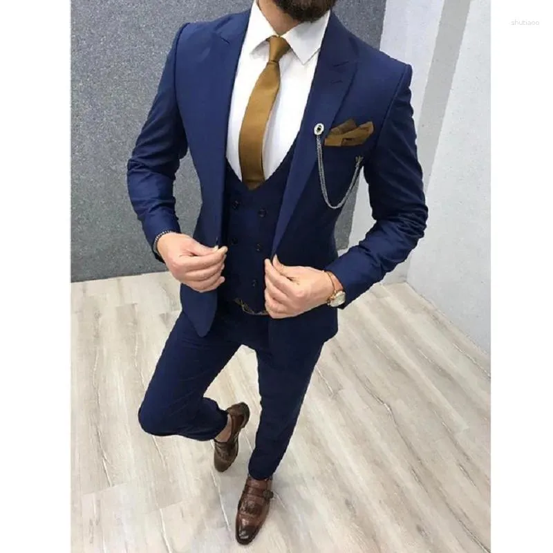 Men's Suits Mens Suit For Wedding Double Breasted Vest Slim Fit Groom Italian Handsome Tuxedos Jacket Pants