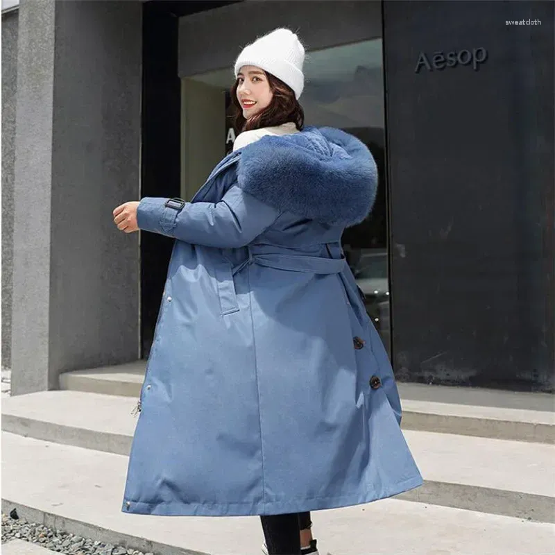 Women's Trench Coats Winter Jacket Hooded X-Long Thick Warm Cotton Padded Parkas Woman Wool Liner Distachable Plus Size Jackets Coat 1987