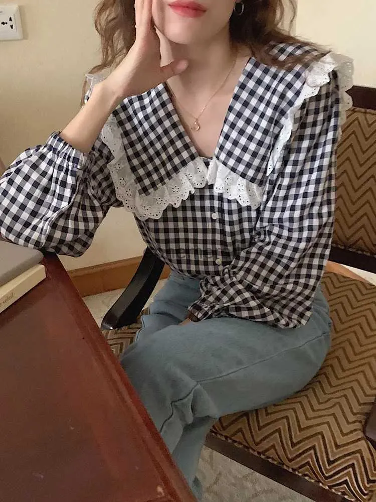 Geruite overhemdblouse new arrivals