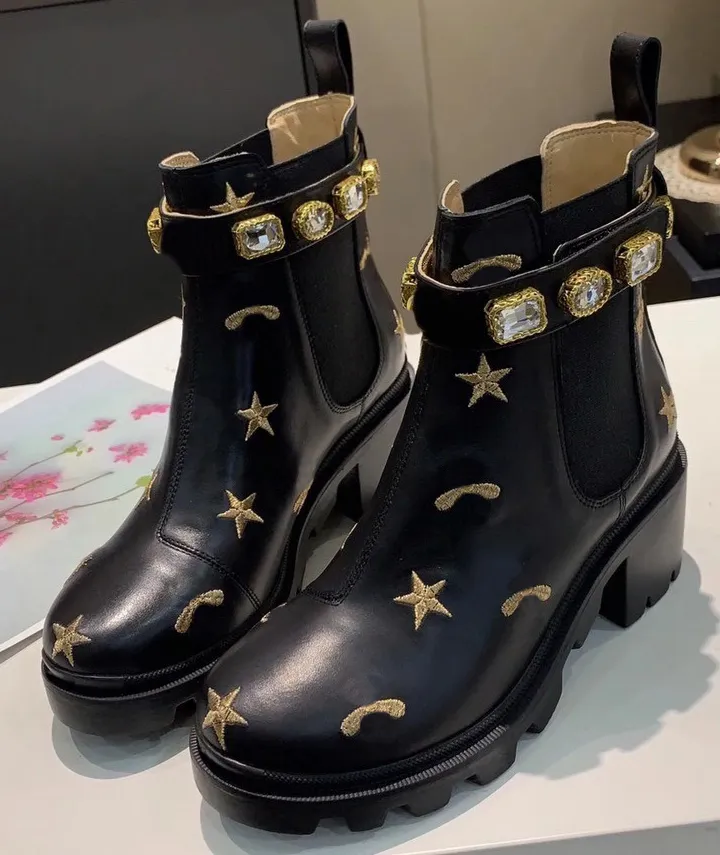 Womens Real Leather Designer Boots High Quality Half Boot With Classic