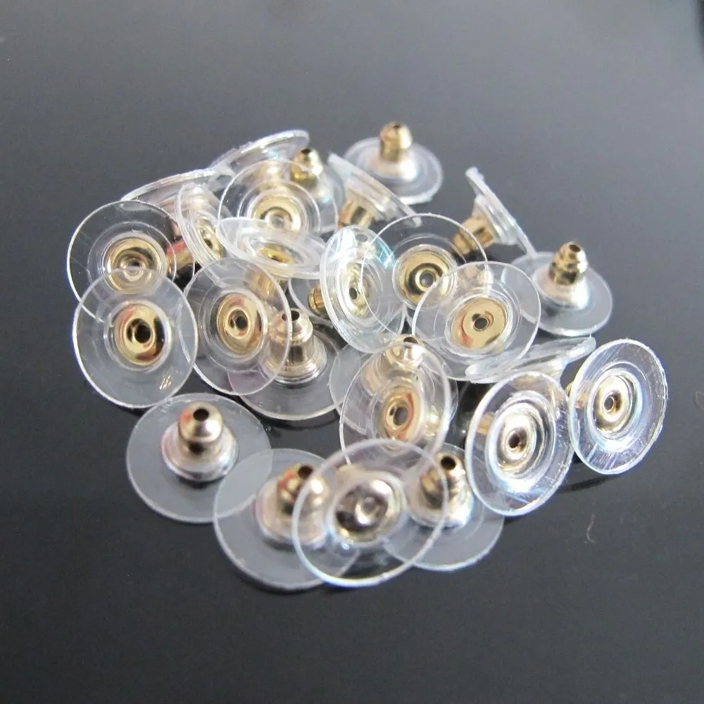 1000pcs/Bag Gold Silver Plated Earring Backs with Pad Bullet Stoppers Earnuts Ear Plugs Metal Alloy Findings Jewelry Accessories Components Wholesale Price