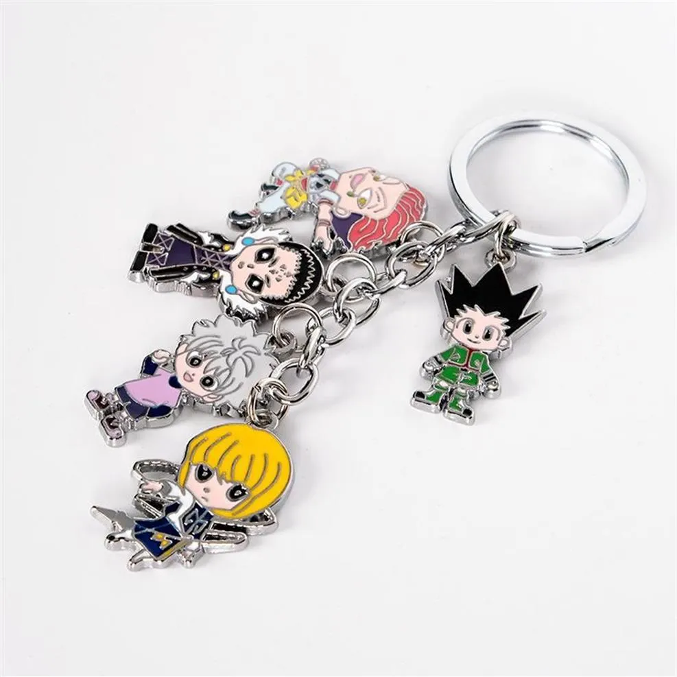 Anime x Schlüsselanhänger Gon Killua Zoldyck Kurapika Hisoka Metallfiguren Schlüsselanhänger für Frauen und Männer Mode Auto Schlüsselanhänger2159