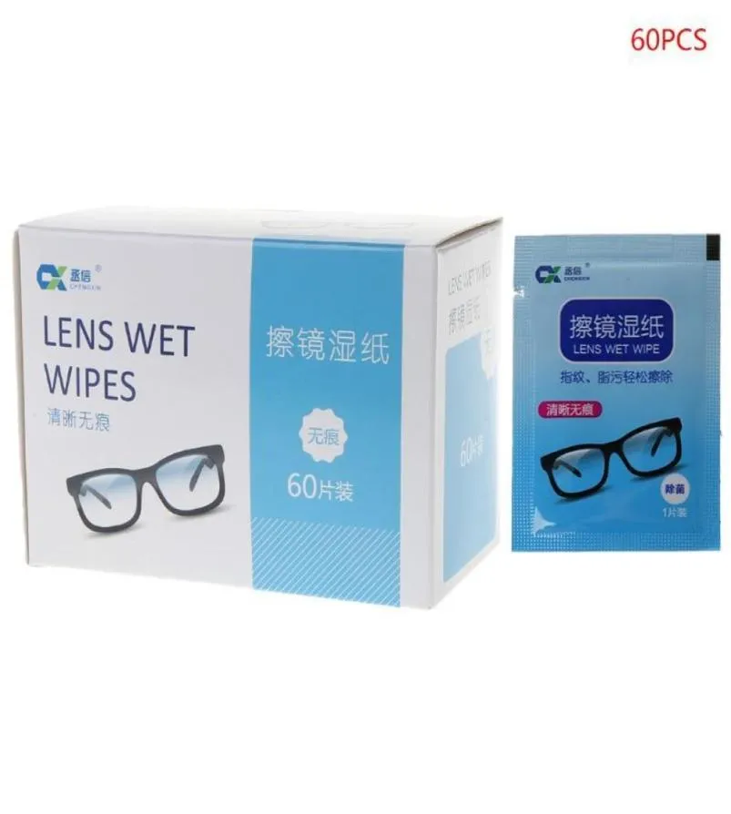 1 caixa limpador de óculos lenços umedecidos lente de limpeza descartável anti nevoeiro removedor de poeira óculos de sol tela do telefone computador portátil 24426501
