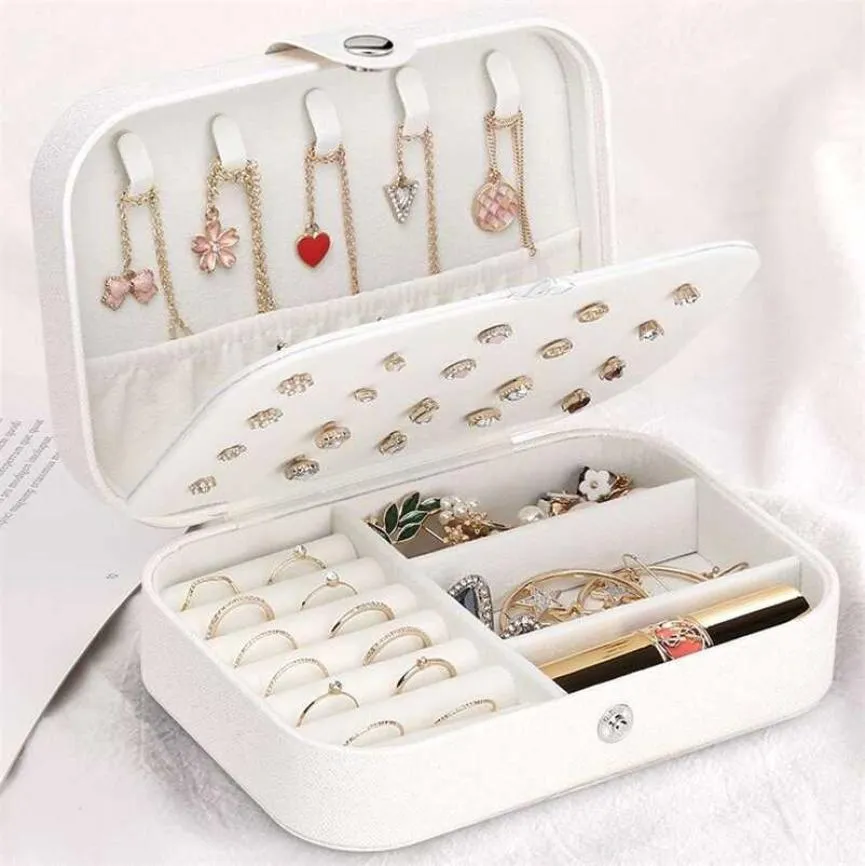 Jewelry earrings ring necklaces storage PU leather box Portable organizer for Travel case 2103151710248