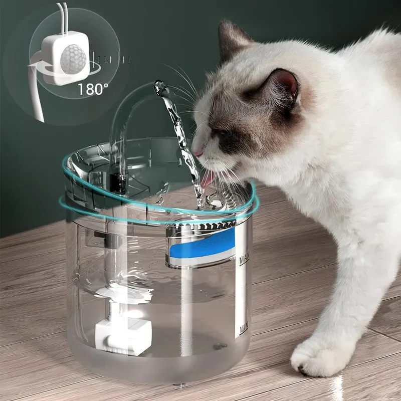 Gato tigelas alimentadores 2l pet dispensador de água cão fonte ciclo automático inteligente temperatura constante beber suprimentos 231206