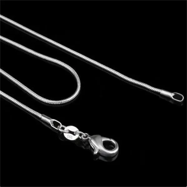 925 Sterling Silver Necklace Women Lady Silver Fashion Jewelry Snake Chain 1mm Halsband 16 18 20 22 24 "