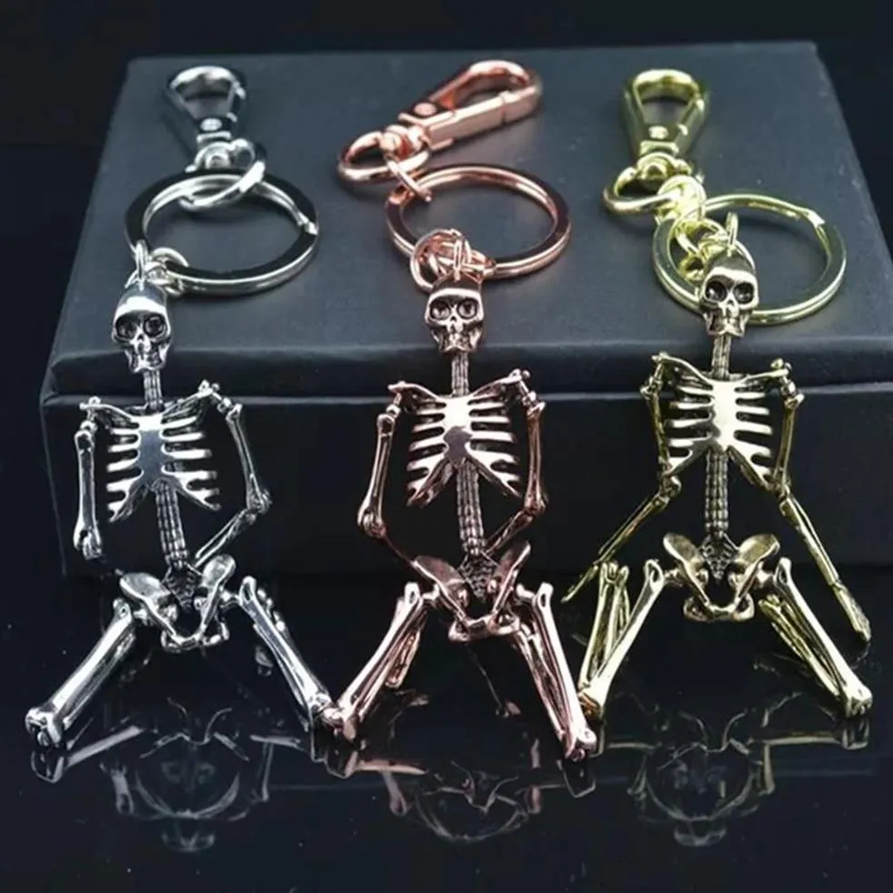Porte-clés Gwwfs crâne squelette pendentif porte-clés hommes femmes sac charme anneau voiture porte-clés porte-clés Chaveiro cadeau 2810