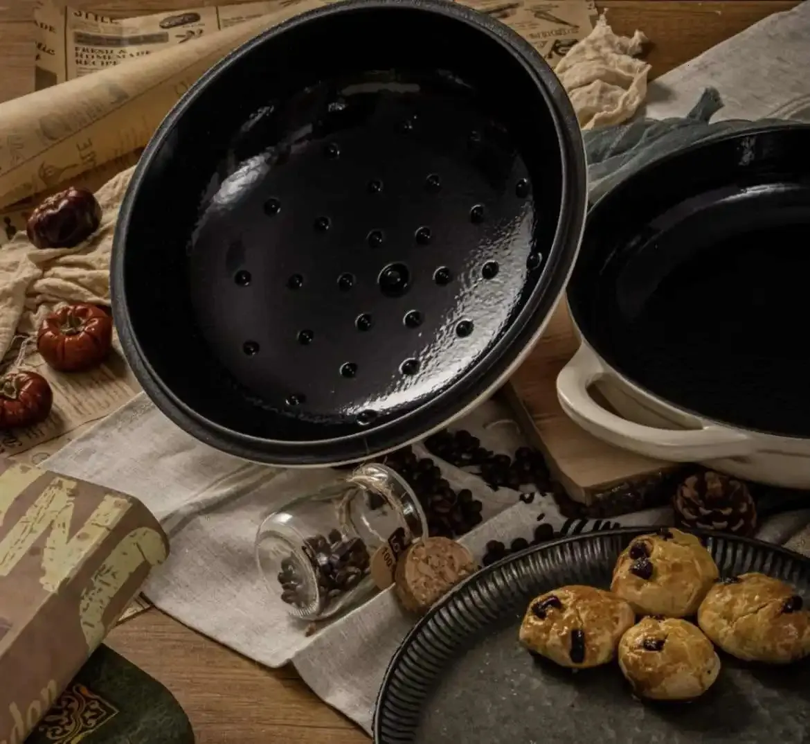 9.2 QT Heavy Duty Pre-seasoned Cast Iron Bread Pan, Large Loaf Dutch Oven Wit