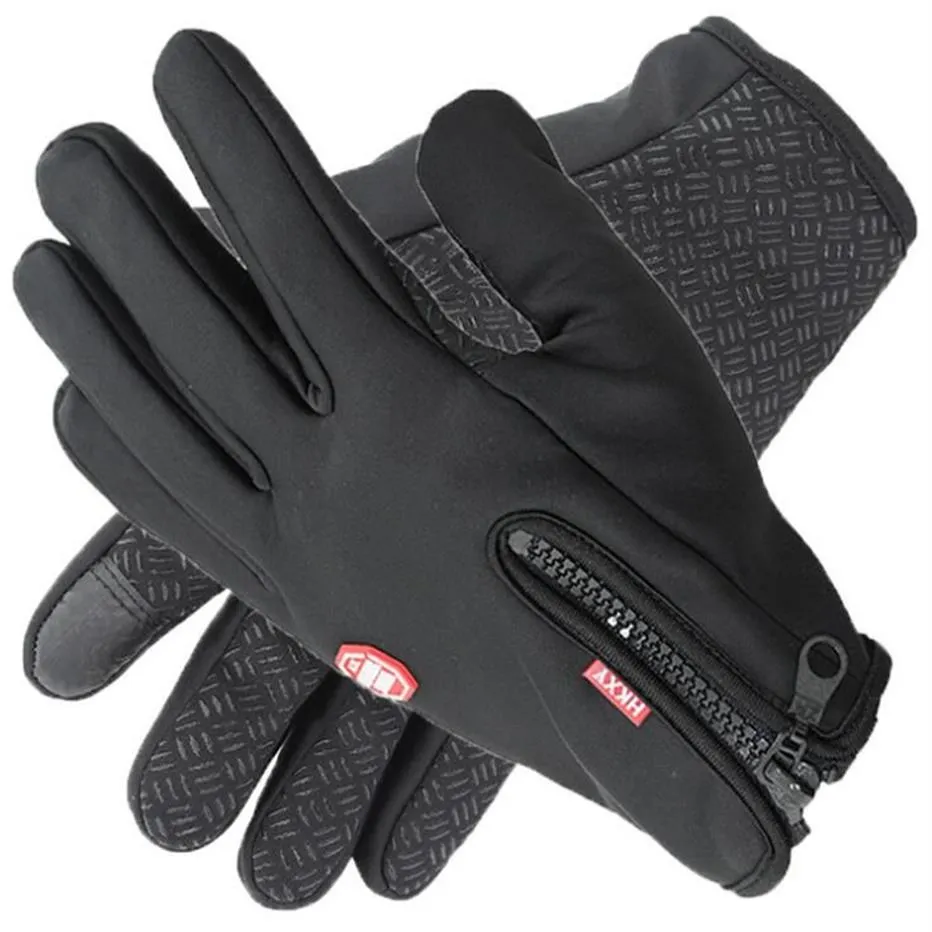 Windstopers luvas anti deslizamento à prova de vento térmica quente touchscreen luva respirável táticas inverno das mulheres dos homens preto zíper Gloves225G