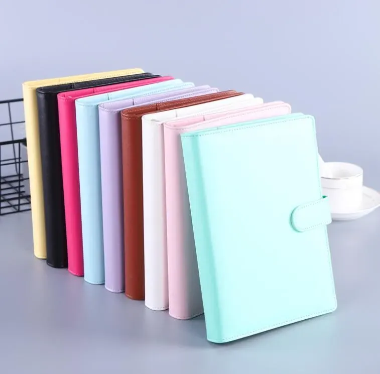 A6 Notebook Notepads Binder 6 Rings Spiral Business Office Planner Binders cute Color PU Leather Cover