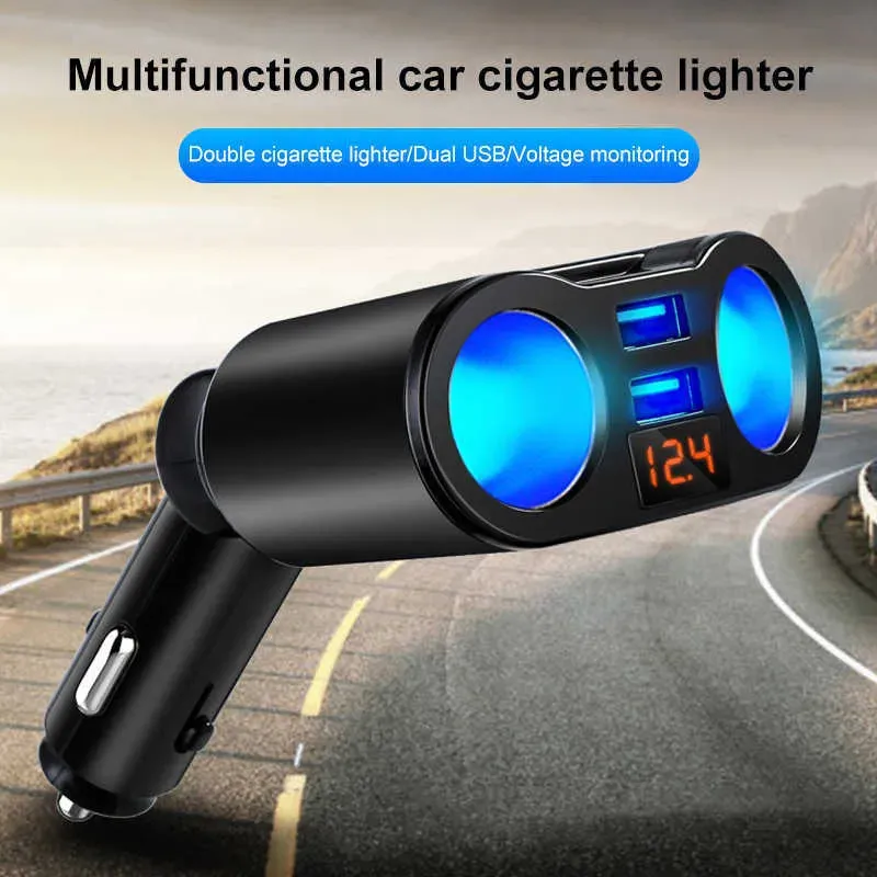 3.1A Dual USB Car  2 Port LCD Display 12-24V Universal Car Cigarette Lighter Socket Splitter Plug Accessory Fast Charging Car