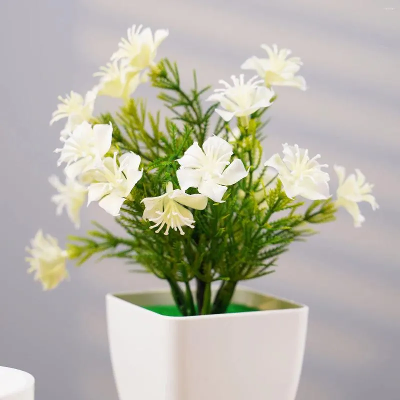 Fleurs décoratives bonsaï artificiel vert fausse petite fleur de cerisier plante en pot pour extérieur intérieur maison chambre jardin décoration fournitures