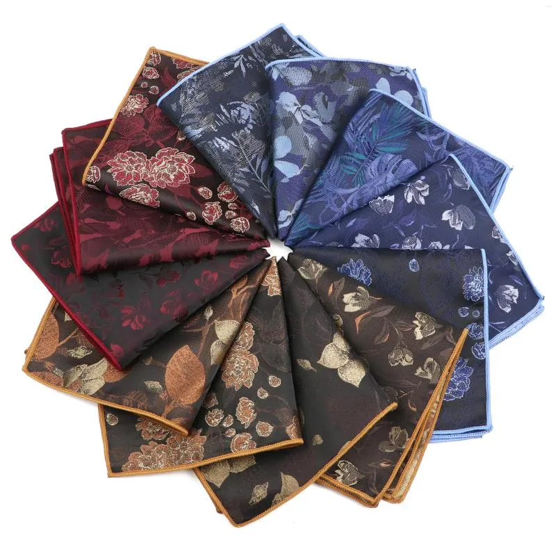 Papillon Novità Design Foglie floreali Dot Pocket Square Per uomo Jacquard Tessuto Fazzoletti di alta qualità Fit Casual Party Abito da sposa Regalo