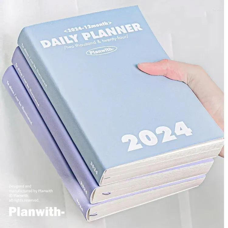 Planificateur annuel 2024 pour toute l'année, Plan d'étude quotidien, Journal créatif, fournitures de papeterie pour étudiants, DIY bricolage, 98 pièces/livre