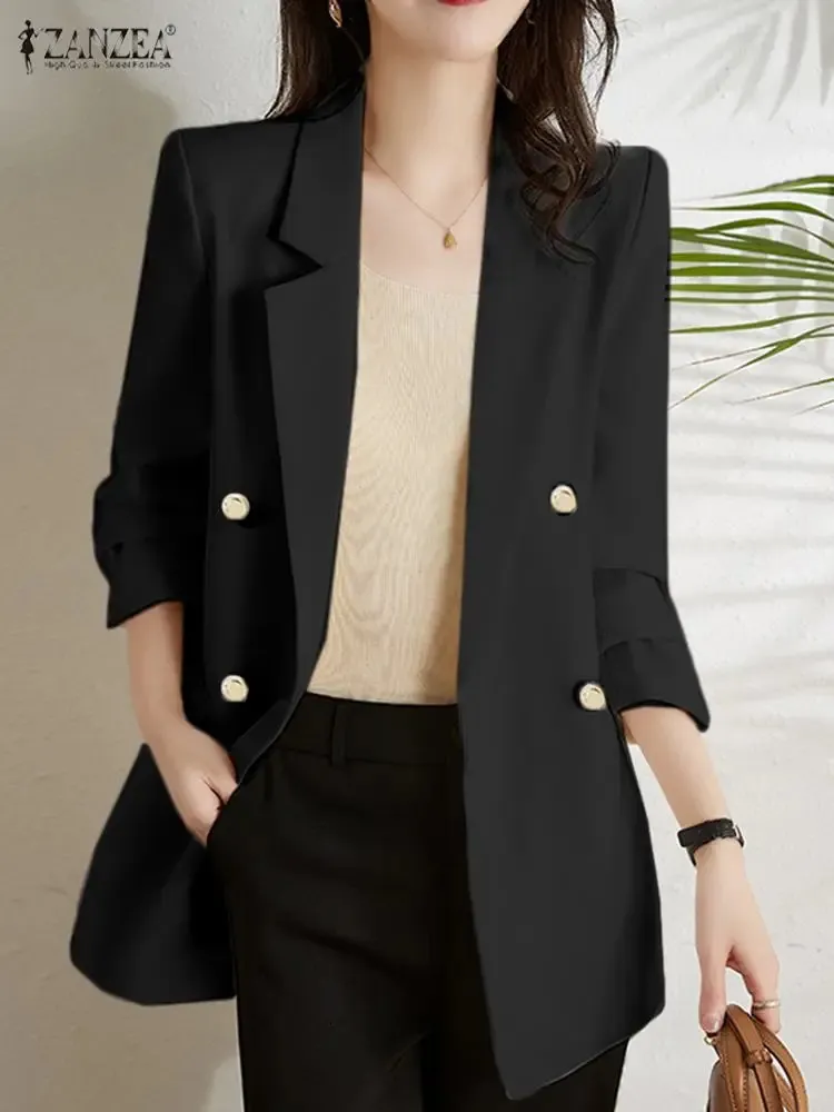 Kad nlar Suits Blazers Blazer A Manches longues et col a Revers pour femme veste surlimensionnee elegante et a la modu pour le travail et les fetes