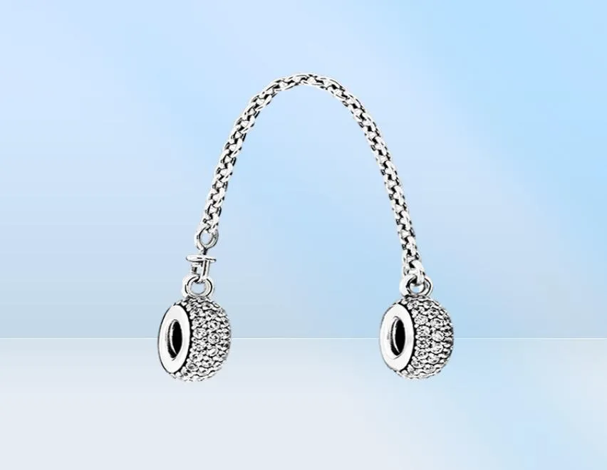 سلسلة أمان الإلهام الحساسة 925 Sterling Silver مطلي 18 كيلو بايت بالذهب / الذهب الملموس CZ Diamond Charm لسلسلة السلامة 7332813