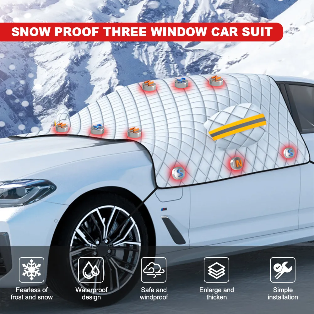 Magnétique voiture neige glace protecteur fenêtre pare-brise pare-soleil avant arrière pare-brise bloc couverture visière avec 5/9 aimants universels