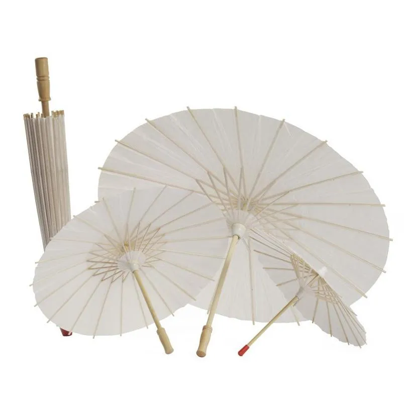 Guarda-chuvas Clássico Branco Bambu Papéis Guarda-chuva Artesanato Papel Oleado DIY Criativo Pintura Em Branco Noiva Casamento Parasol Drop Delivery H Dhthi