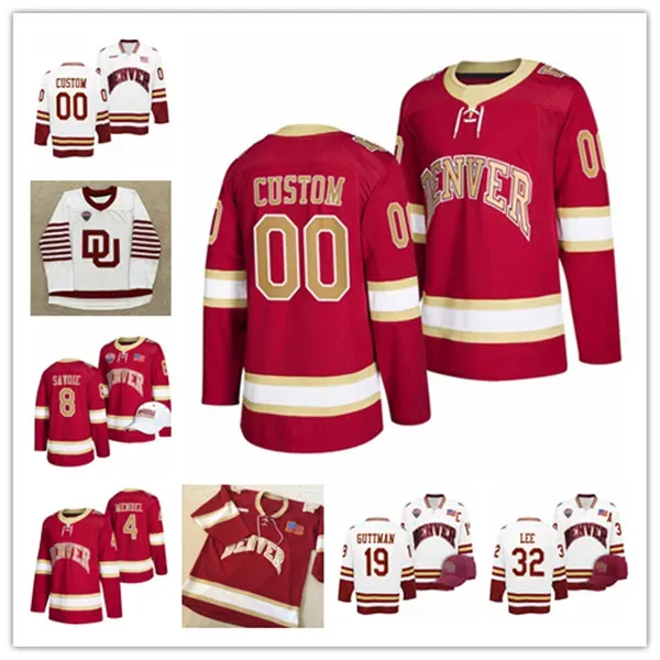 Ncaa Custom Frozen Four Denver Pioneers DU Hockey Jersey Bobby Brink Carter Savoie Cole Guttman Brett Stapley Carter Mazur Mike Benning Mass