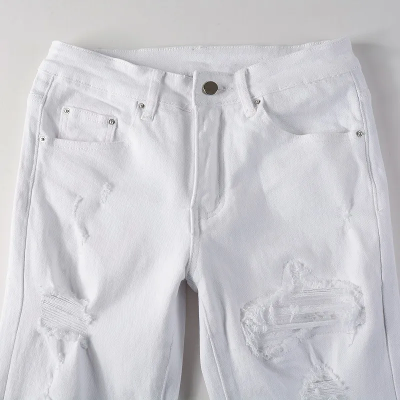 Erkek kot pantolon slim fit moda erkek kot pantolon ile kot pantolon moda marka kısa tozluklar gündelik pantolonlar beyaz