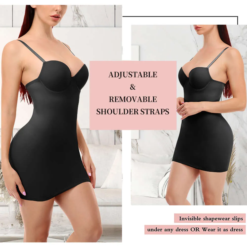 Seamless Body Shaper For Women Full Slip Shapewear With Built In