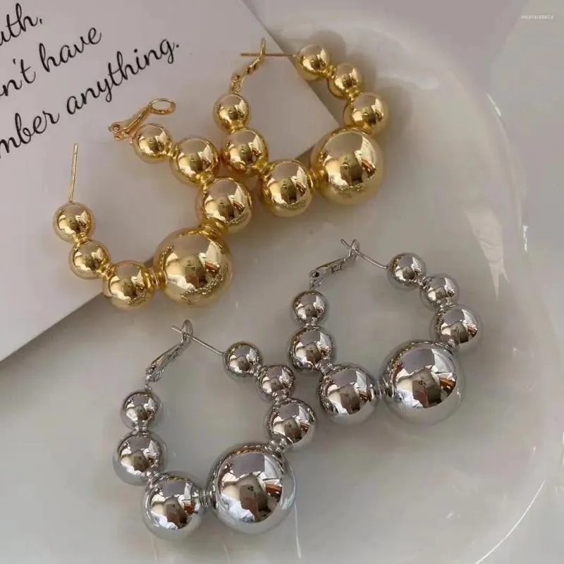 Boucles d'oreilles à tige 5 paires en forme de boule ronde lisse pour femmes, bijoux circulaires en cuivre plaqué or 18 carats