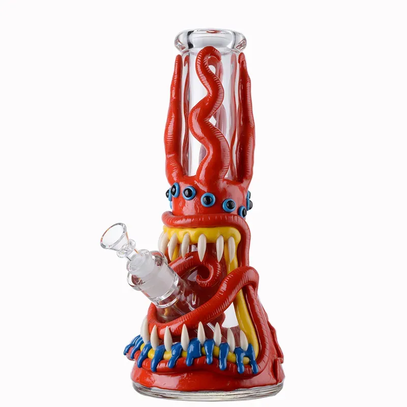 Unique Heady Glass Halloween Style Hookahs 7mm Thick Glass Beaker Bong Octopus Water Pipes Straight Tube Oil Dab Rigs 11 Inch Big Bongs Diffused Downstem