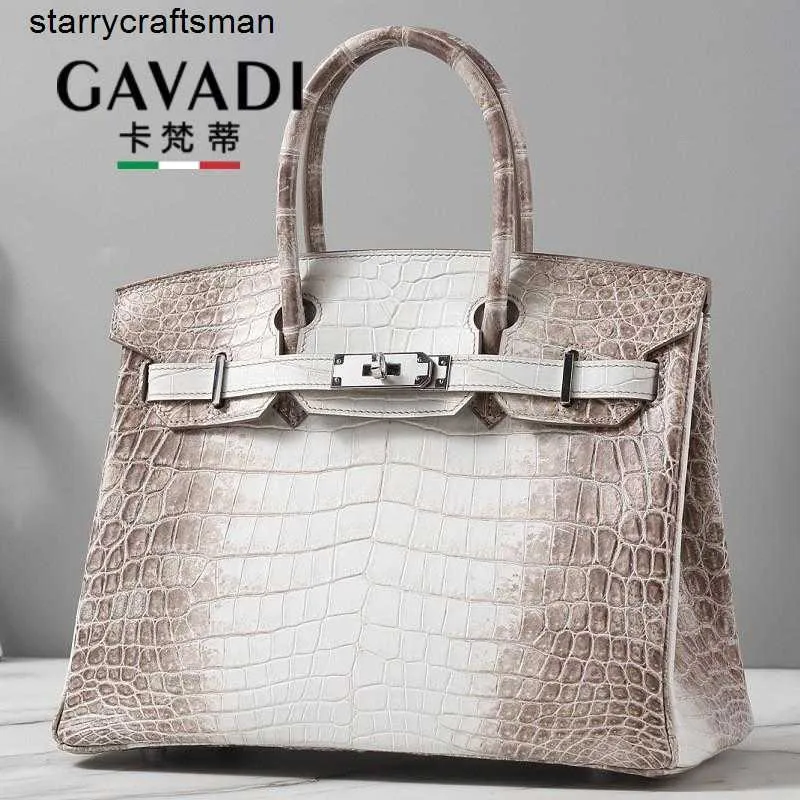 Himalaya Crocodile Handbag Tote Bags Himalayan White Luxury Platinum Bag Pure Handmade High End Imported Crocodile Skin Women's Bag HBCQ