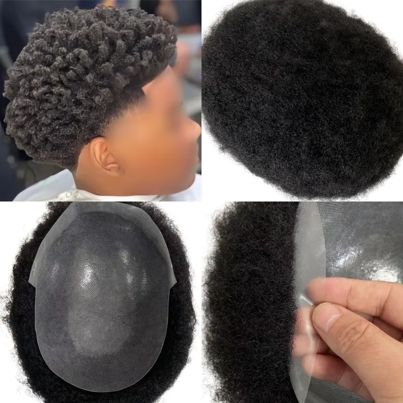 4mm afro onda perucas masculinas peruca de cabelo humano peruca completa base do plutônio para preto