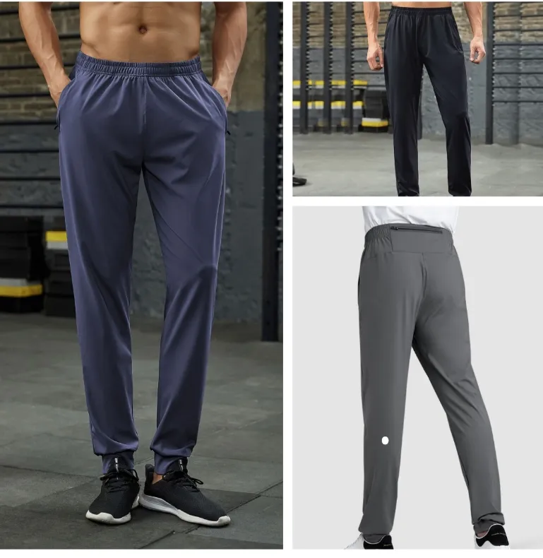 Lululy, pantalones de Yoga de pierna elástica de talla grande para hombre, pantalones deportivos informales para correr al aire libre, pantalones deportivos de nailon luly