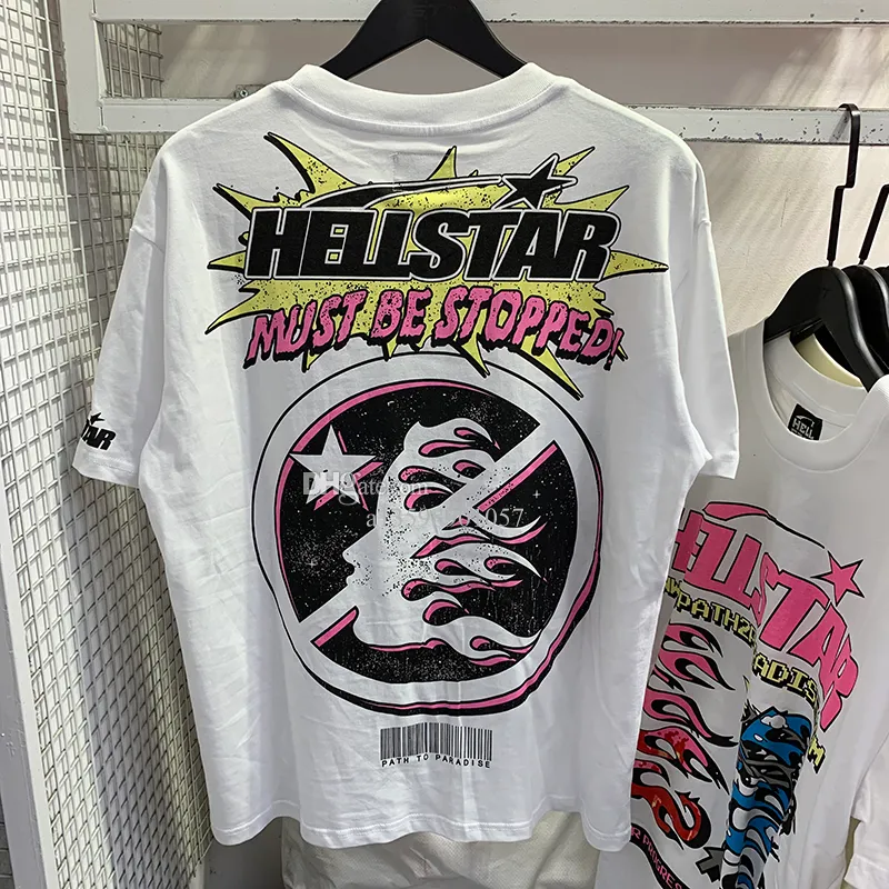 HellStar Designer T koszule graficzne odzież Odzież All-Match Hipster Myjana tkanina Street Graffiti Filding Druku