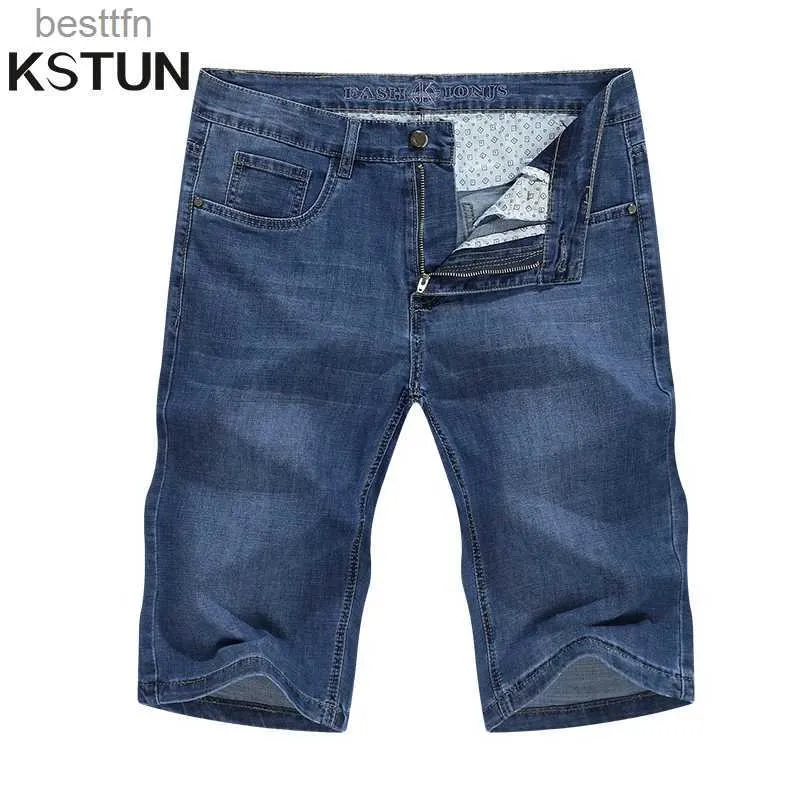 Jeans masculinos verão denim shorts para homens jeans corte reto negócios casual ultrafino estiramento moda bolsos calças cortadas masculinas cowboysl231208