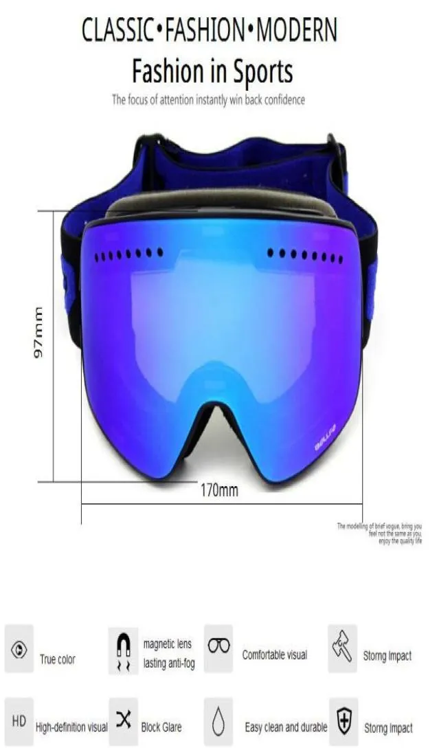 Ski Goggles UV400 Protection Antifog Women Men Snowboard Goggles Skiing Glasses Winter Snow Eyewear Spherical Dual Lens Design Sk9215548