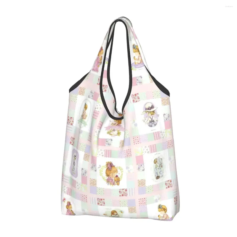 Shopping Bags Sarah Kay Cartoon Bag Reusable Grocery Tote Large Capacity Cute Girl Recycling Washable Handbag