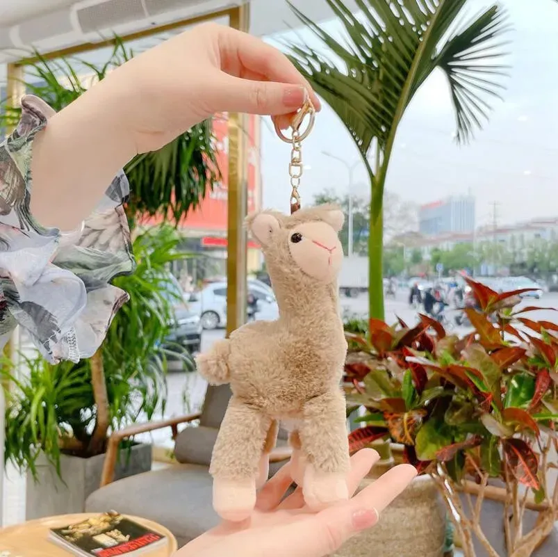 Cute Lovely Alpaca Keychains Plush Toy Japanese Alpacas Soft Stuffed Sheep Llama Animal Dolls keychain Doll 18cm