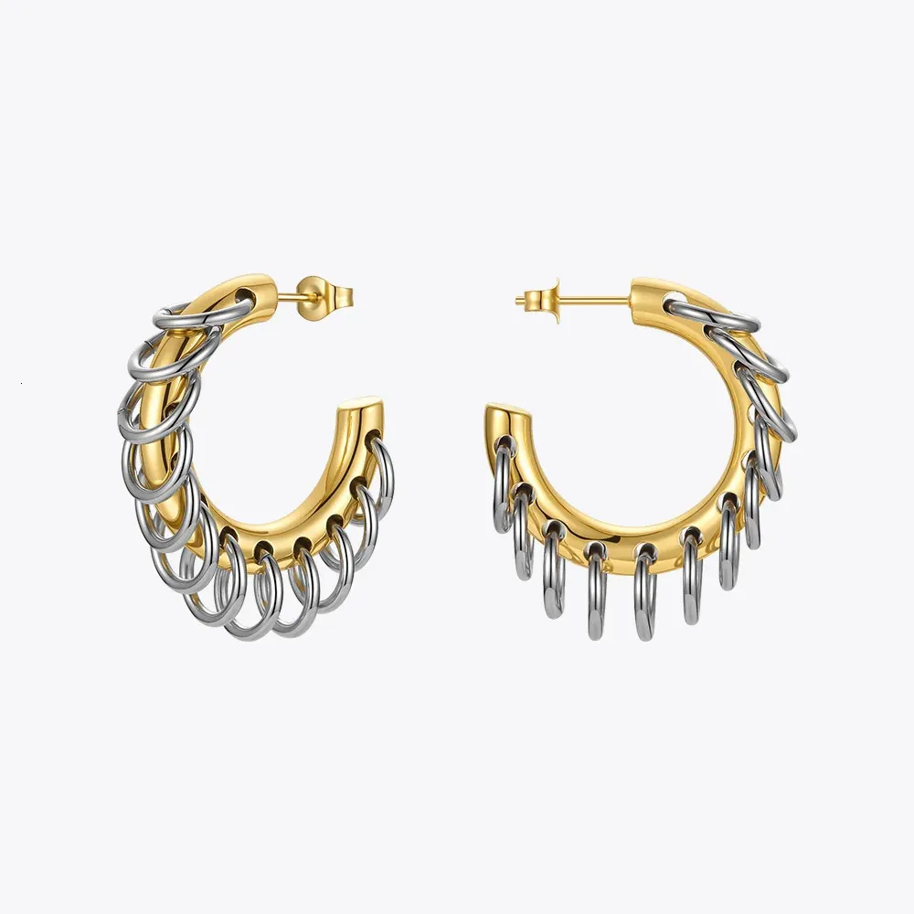 Charm ENFASHION Punk Circle Loop Earring Stainless Steel Hoop Earrings For Women Gold Color Brincos Feminino Fashion Jewelry E211304 231207