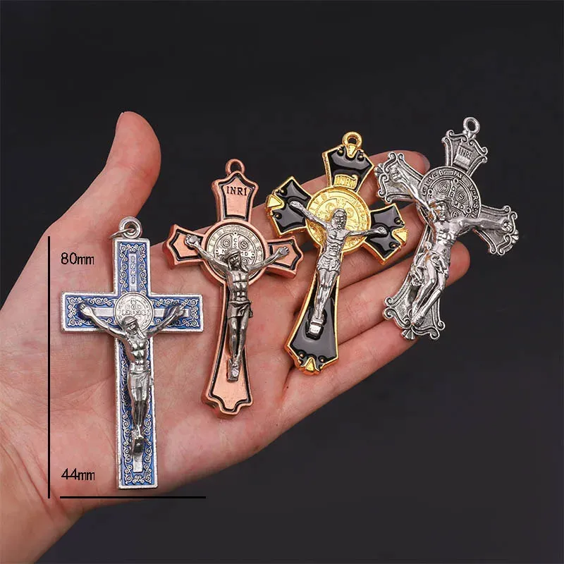 Dijes cruz religiosa joyería cristiana colgante de cruz collar con colgante de patrón de cruz de San Benito. 231208