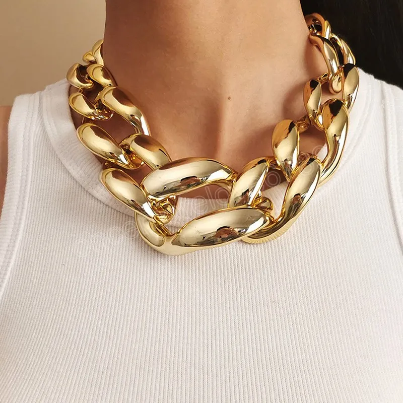 Thick Material Exaggerated Big Choker Necklace Collar for Women Hiphop Chunky Chain Necklaces on the Neck
