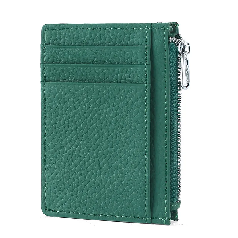 Portafoglio Donna Sottile In Pelle PU Con Nappa E Ciondolo Cuore, Bifold Minimalista Con Protezione RFID, Portamonete Con Cerniera, 5 Scomparti Per Carte, Verde - 5