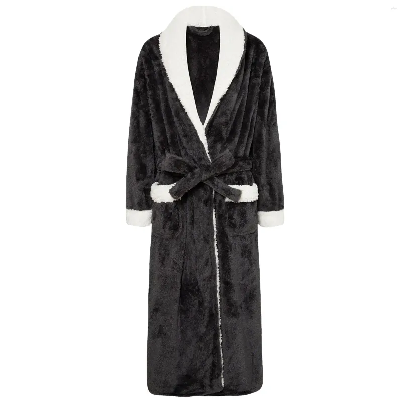 Vêtements de nuit pour hommes Hommes Robe Pyjamas Automne et hiver Polaire Chaud Accueil Porter à manches longues Revers épais Peignoir avec ceinture Vente Pyjama