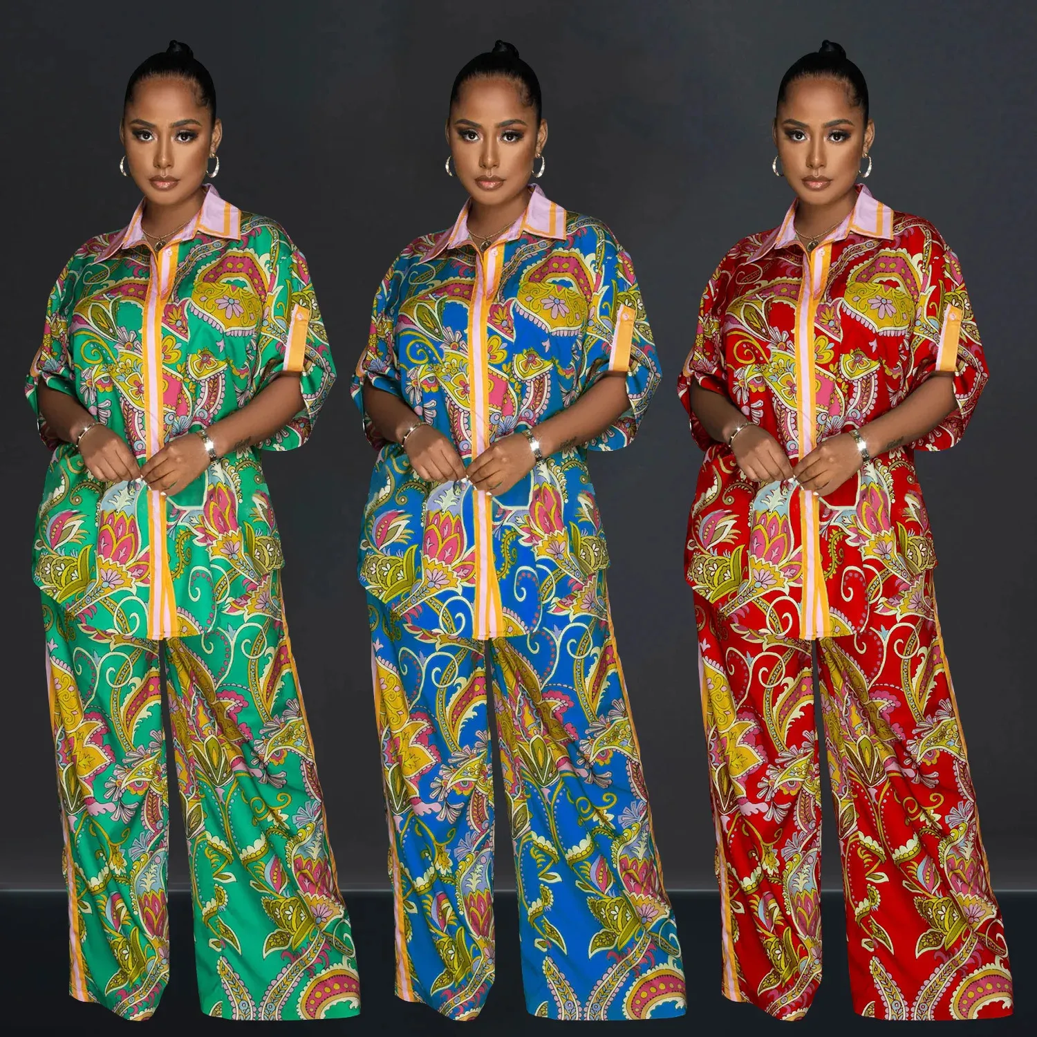 2023 nova correspondência impresso conjunto africano verão feminino osaka moda festa topo e calças definir moda 2 jaquetas casuais 231208