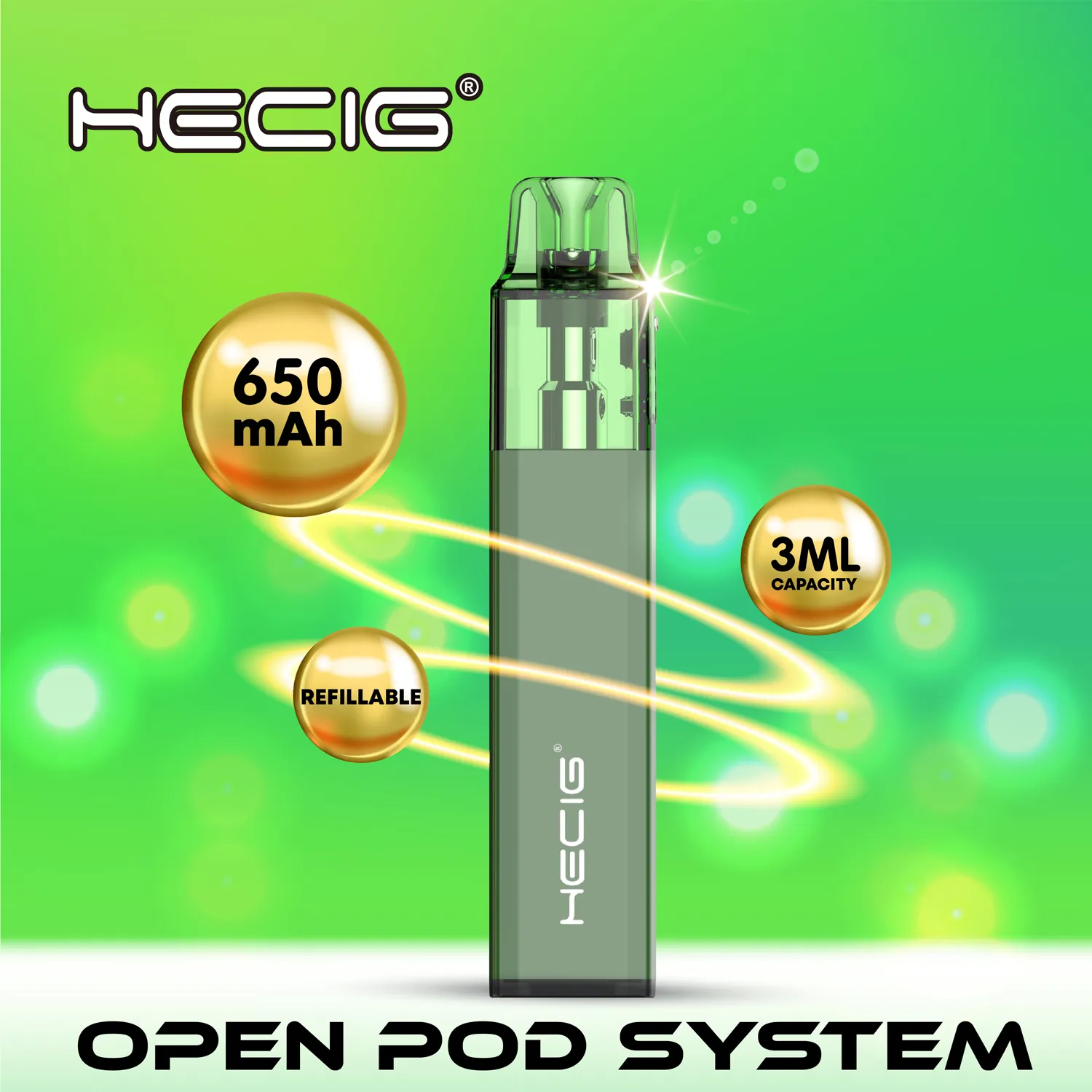 Autentico originale Hecig 600 Puff piccolo vaporizzatore usa e getta sigaretta elettronica rete bobina LED luce batteria ricaricabile olio ricaricabile modificabile 0% 2% 3% 5%.