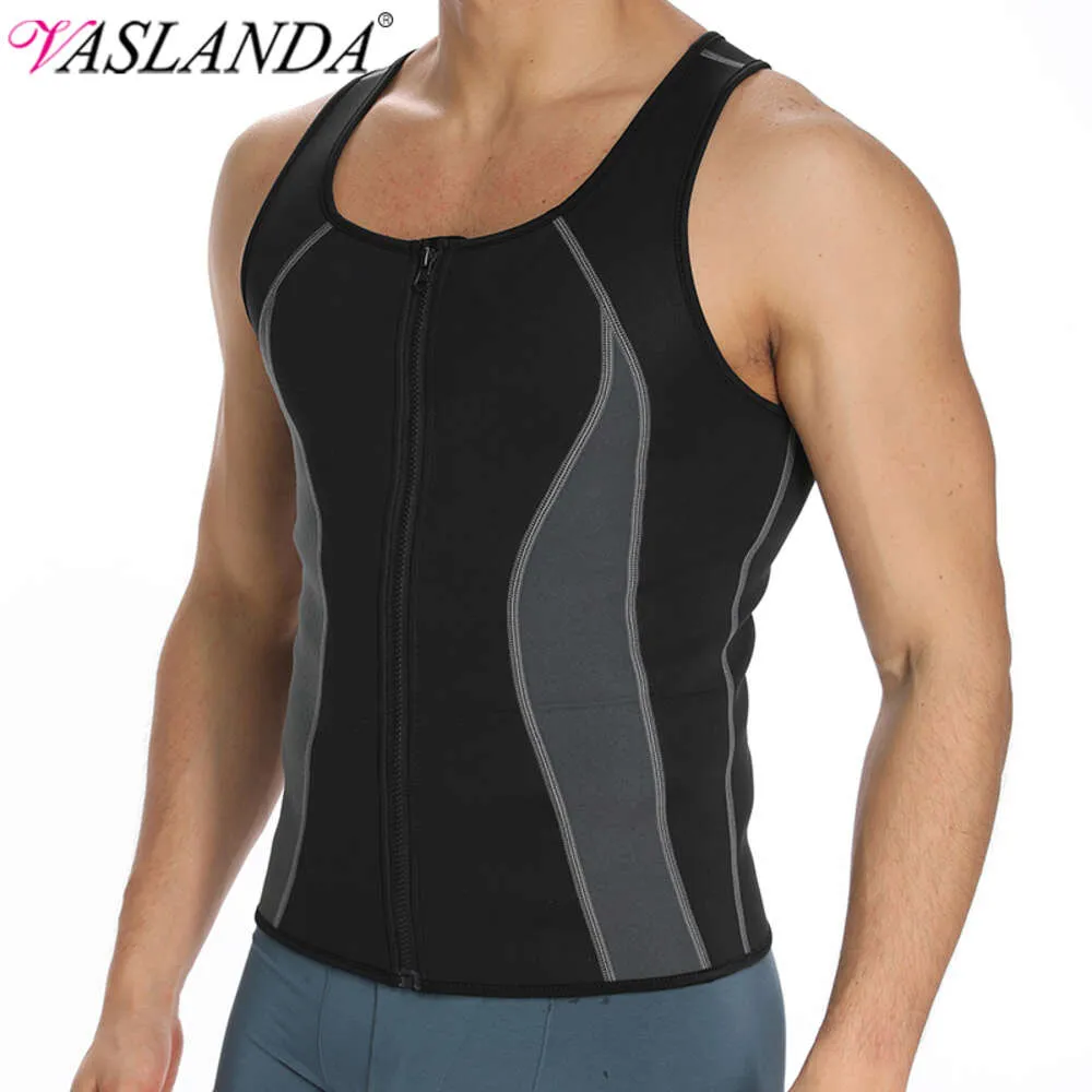Män kropp shaper träning tank tops formade kompressionskjortor viktminskning bantning väst midje tränare beskuren muskel undertröja
