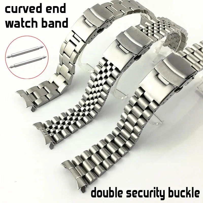 Assista Bandas Sólido 316L Aço Inoxidável Pulseira 18 19 20 21 22 23 24 26 28 30mm Curvo End Watch Band Strap Substituição Pulseiras Pulseira 231207