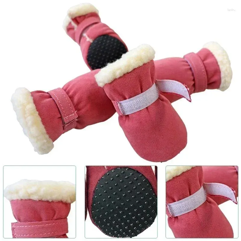 Dog Apparel Winter Footwear Chihuahua Anti-slip Thick Care Puppy Boots Small 4pcs Snow Pet Shoes Warm Rain For Dogs Waterproof