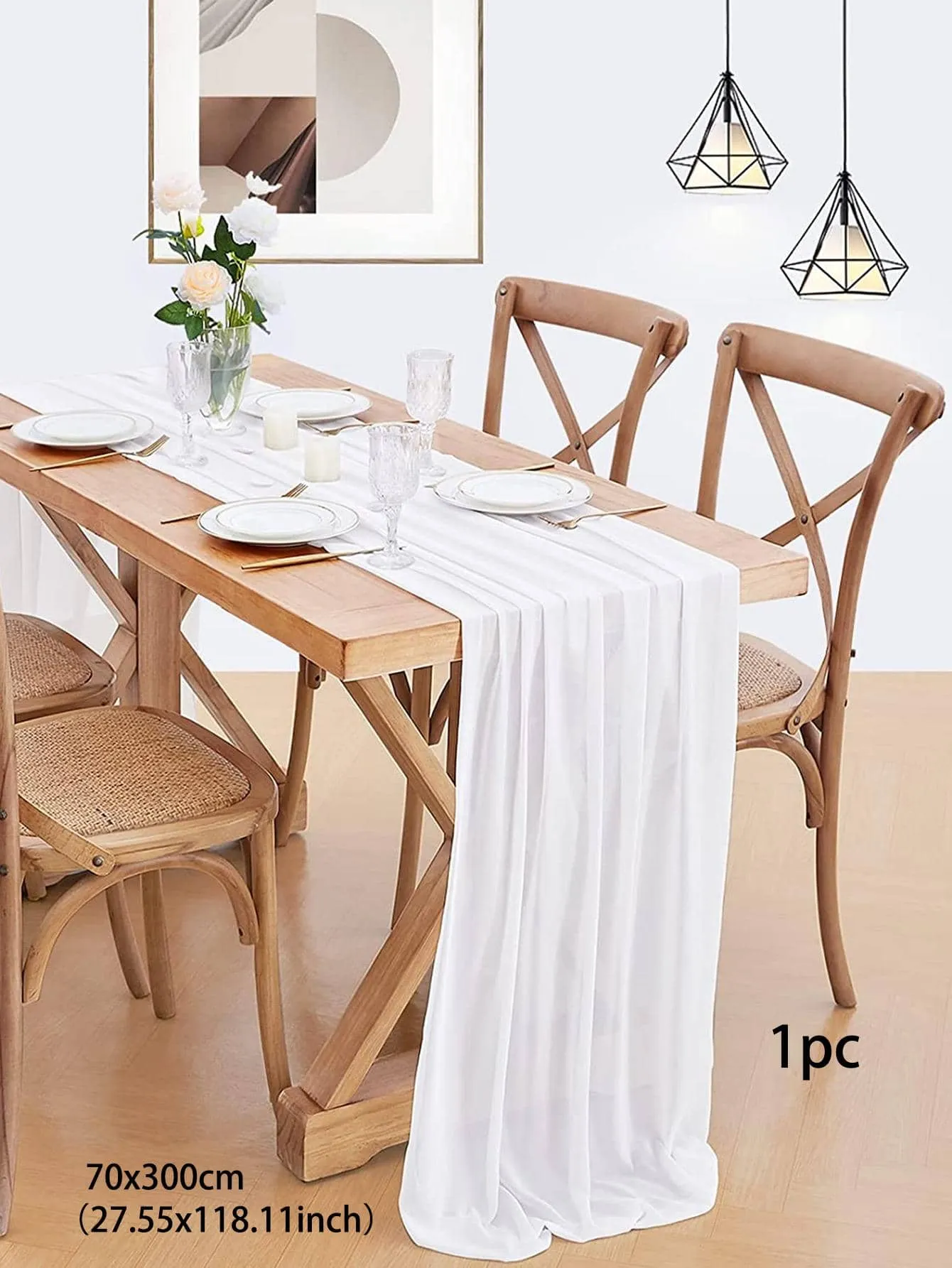 Corredor de mesa de chiffon 70x300cm, decoração delicada de mesa para recepção de casamento, 1 peça